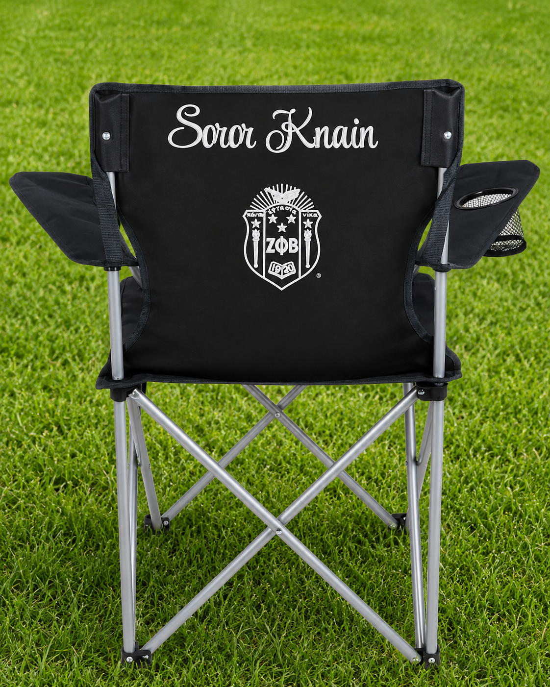 Embroidered Outdoor Folding Chair - Zeta Phi Beta (black)