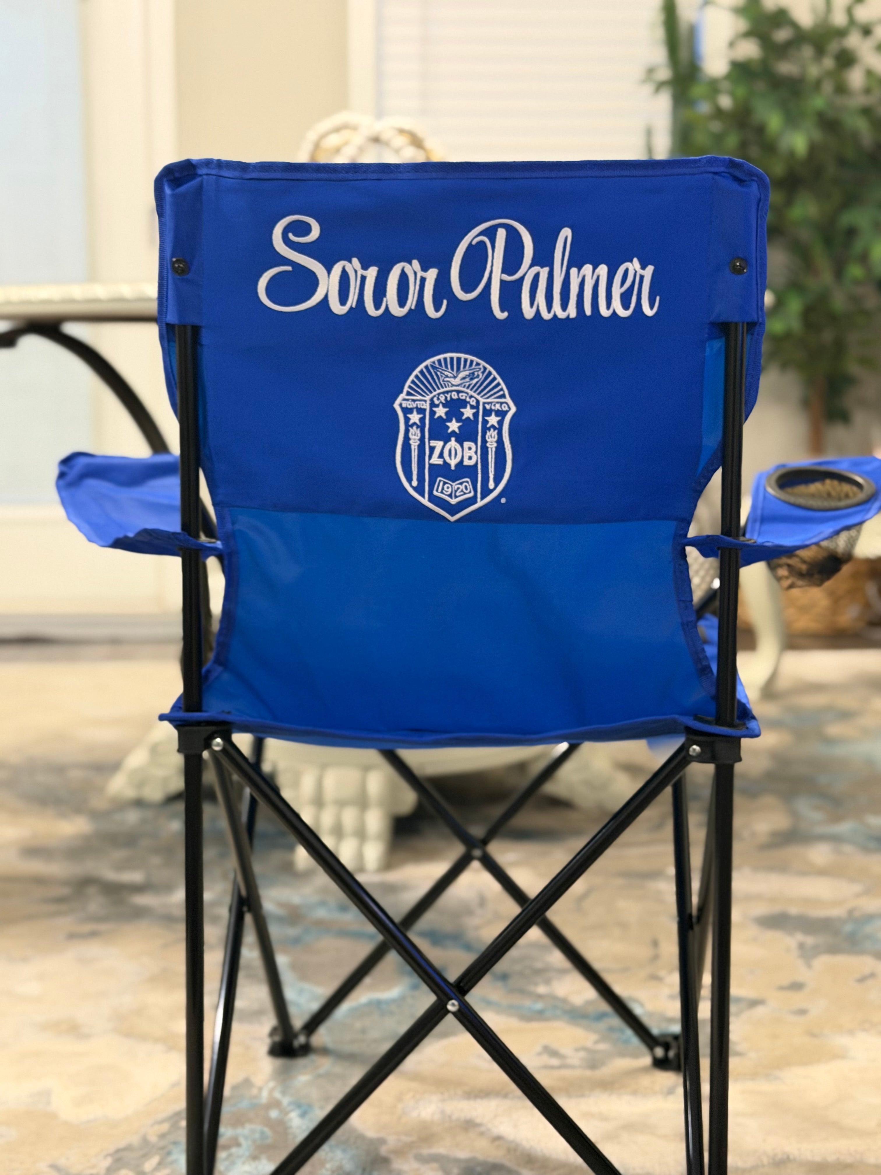 Embroidered Outdoor Folding Chair - Zeta Phi Beta (Blue)