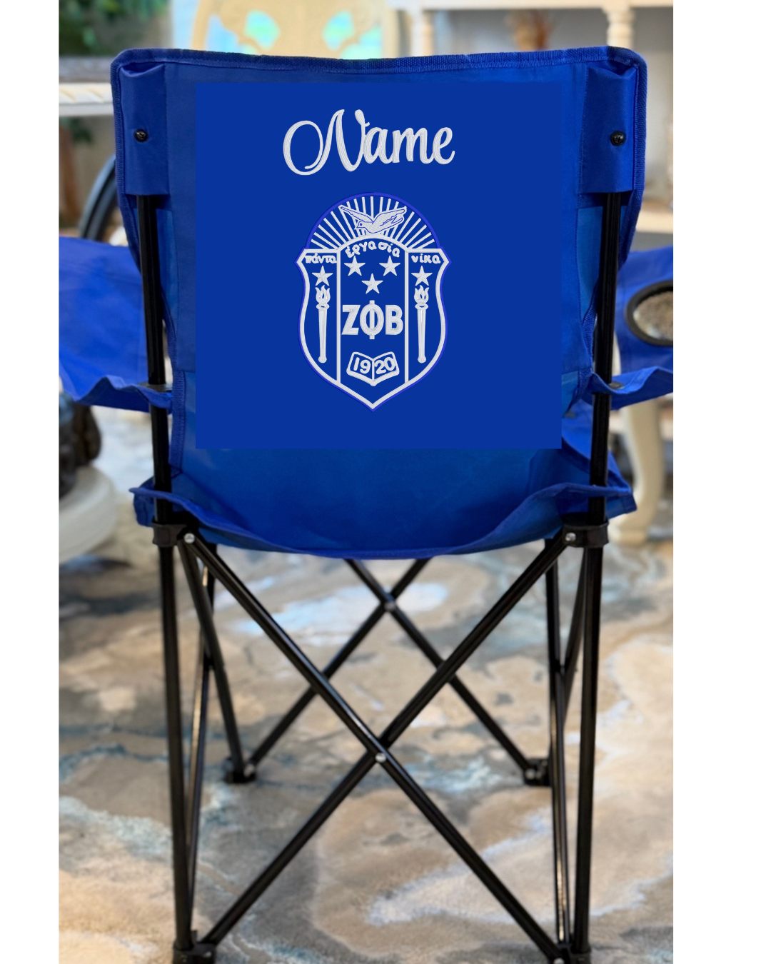 Embroidered Outdoor Folding Chair - Zeta Phi Beta (Blue)