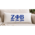 Embroidered Zeta Phi Beta lumbar pillow.