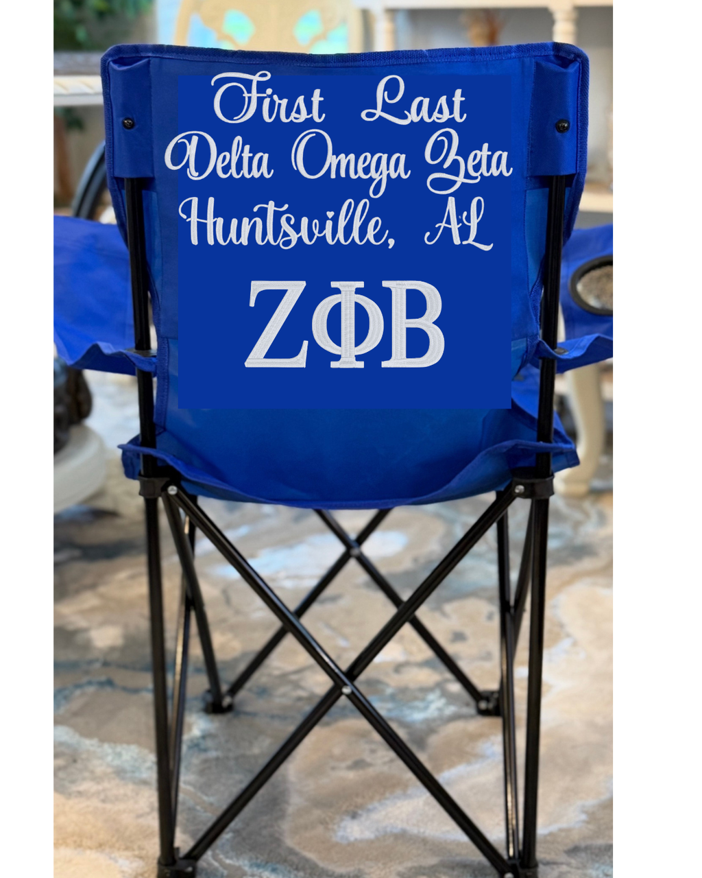 Local Chapter | ZΦB Letters | Personalized Embroidered Folding Chair