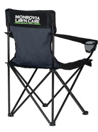 Custom embroidered folding chair sample - Monrovia Lawn Care